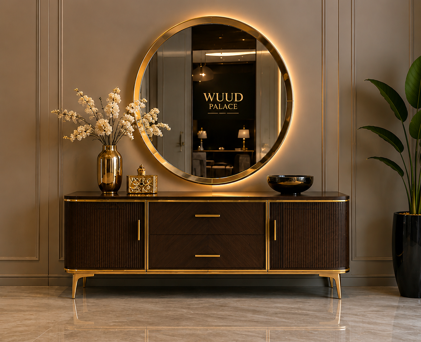 WUUD PALACE Sideboard with Mirror