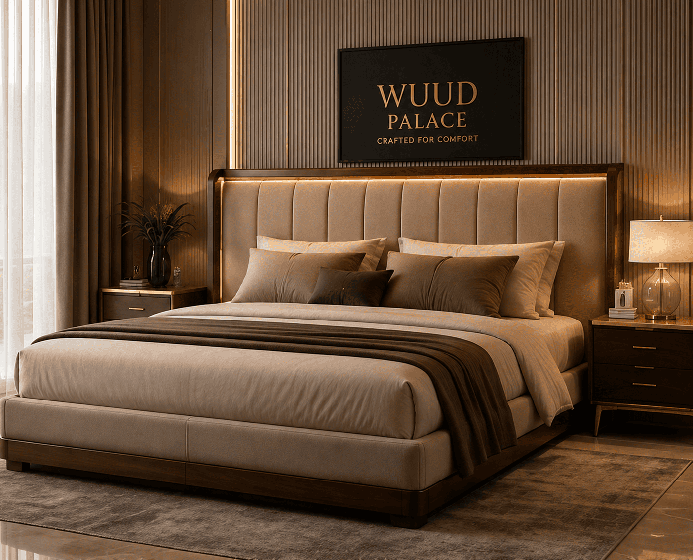 WUUD PALACE Premium Upholstered Bed